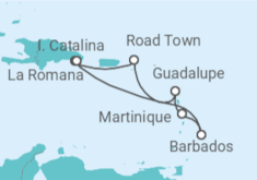Itinerário do Cruzeiro Barbados, Martinique, Guadalupe, Ilhas Virgens Britânicas TI - MSC Cruzeiros