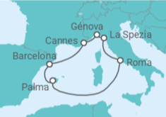 Itinerário do Cruzeiro Espanha, França, Itália - MSC Cruzeiros