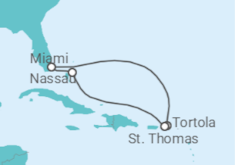 Itinerário do Cruzeiro Ilhas Virgens Britânicas, Ilhas Virgens Americanas, Bahamas - Oceania Cruises