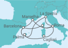 Itinerário do Cruzeiro Itália, França, Espanha - AIDA