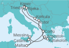 Itinerário do Cruzeiro Malta, Itália, Grécia, Eslovénia, Montenegro - AIDA
