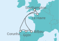 Itinerário do Cruzeiro Espanha, França - Cunard