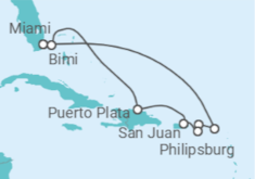 Itinerário do Cruzeiro Sint Maarten, Ilhas Virgens Britânicas, Porto Rico - Virgin Voyages