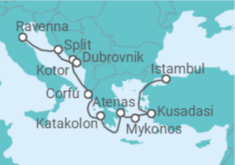Itinerário do Cruzeiro Turquia, Grécia, Croácia, Montenegro - NCL Norwegian Cruise Line