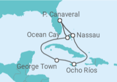 Itinerário do Cruzeiro Bahamas, EUA, Jamaica, Ilhas Caimão - MSC Cruzeiros