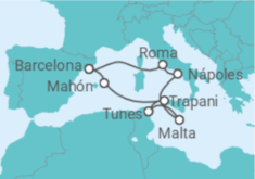 Itinerário do Cruzeiro Itália, Malta, Tunísia, Espanha - Explora Journeys