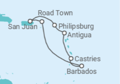 Itinerário do Cruzeiro Ilhas Virgens Britânicas, Barbados, Santa Lúcia, Antígua E Barbuda, Sint Maarten - Virgin Voyages