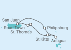 Itinerário do Cruzeiro Ilhas Virgens Americanas, Ilhas Virgens Britânicas, Antígua E Barbuda, Sint Maarten - Virgin Voyages