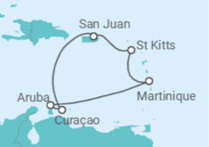 Itinerário do Cruzeiro Curaçao, Aruba, Martinique - Virgin Voyages