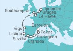 Itinerário do Cruzeiro De Southampton (Londres) a Barcelona - NCL Norwegian Cruise Line