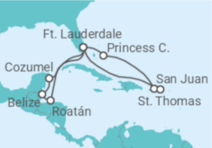 Itinerário do Cruzeiro Porto Rico, Ilhas Virgens Americanas, EUA, Honduras, Belize, México - Princess Cruises