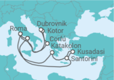 Itinerário do Cruzeiro Itália, Grécia, Turquia, Montenegro, Croácia - Princess Cruises