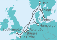 Itinerário do Cruzeiro Bélgica, Holanda, Noruega, Dinamarca, Alemanha, França - Princess Cruises