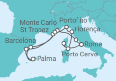 Itinerário do Cruzeiro Monaco, França, Espanha, Itália - Explora Journeys