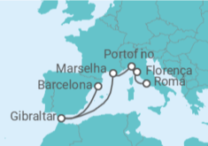 Itinerário do Cruzeiro Itália, França, Gibraltar - Holland America Line
