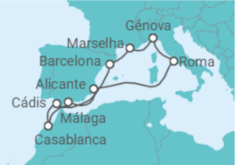 Itinerário do Cruzeiro Espanha, Marrocos, Itália - MSC Cruzeiros