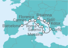 Itinerário do Cruzeiro França, Itália, Grécia, Montenegro, Croácia - NCL Norwegian Cruise Line