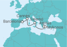 Itinerário do Cruzeiro Grécia, Itália, França - Virgin Voyages