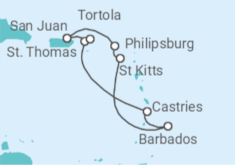 Itinerário do Cruzeiro Sint Maarten, Barbados, Santa Lúcia, Ilhas Virgens Americanas, Ilhas Virgens Britânicas - NCL Norwegian Cruise Line