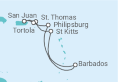 Itinerário do Cruzeiro Ilhas Virgens Britânicas, Barbados, Sint Maarten, Ilhas Virgens Americanas - NCL Norwegian Cruise Line