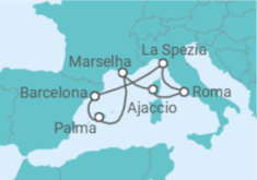 Itinerário do Cruzeiro Itália, França, Espanha - Virgin Voyages