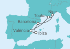 Itinerário do Cruzeiro França, Espanha - Virgin Voyages