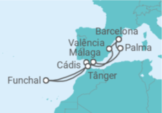 Itinerário do Cruzeiro Espanha, Marrocos, Portugal - Virgin Voyages