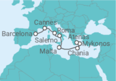 Itinerário do Cruzeiro França, Itália, Malta, Grécia - Virgin Voyages