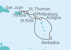 Itinerário do Cruzeiro Ilhas Virgens Britânicas, Antígua E Barbuda, Barbados, Sint Maarten, Ilhas Virgens Americanas - NCL Norwegian Cruise Line