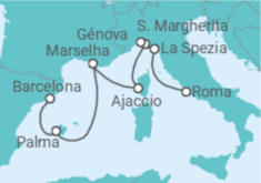 Itinerário do Cruzeiro Espanha, França, Itália - Princess Cruises