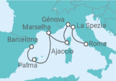 Itinerário do Cruzeiro Espanha, França, Itália - Princess Cruises
