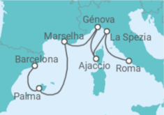 Itinerário do Cruzeiro Espanha, França, Itália - Princess Cruises