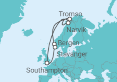 Itinerário do Cruzeiro Noruega - Cunard