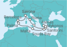 Itinerário do Cruzeiro Espanha, Malta, Grécia, Itália - Costa Cruzeiros