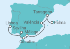 Itinerário do Cruzeiro Espanha, Gibraltar - AIDA