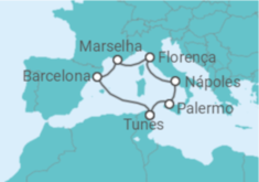 Itinerário do Cruzeiro Tunísia, Itália, França - com voo - MSC Cruzeiros