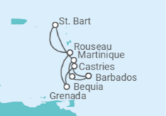Itinerário do Cruzeiro São Vicente E Granadinas, Martinique, Guadalupe, Santa Lúcia - Silversea