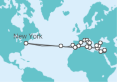 Itinerário do Cruzeiro Volta ao mundo - Holland America Line