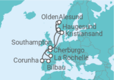 Itinerário do Cruzeiro Noruega, Reino Unido, Espanha, França TI - MSC Cruzeiros