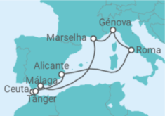 Itinerário do Cruzeiro Marrocos, Espanha, Itália, França TI - MSC Cruzeiros