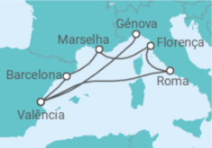 Itinerário do Cruzeiro Espanha, França, Itália - MSC Cruzeiros