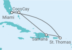 Itinerário do Cruzeiro Ilhas Virgens Americanas, República Dominicana - Royal Caribbean