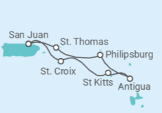 Itinerário do Cruzeiro Ilhas Virgens Americanas, Sint Maarten, Antígua E Barbuda, São Cristóvão E Neves - Royal Caribbean