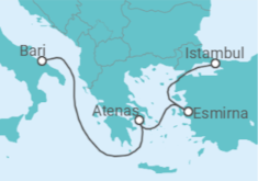Itinerário do Cruzeiro Grécia, Turquia - MSC Cruzeiros