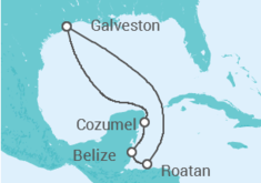 Itinerário do Cruzeiro Honduras, Belize, México - Carnival Cruise Line