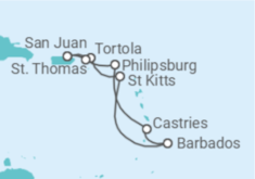 Itinerário do Cruzeiro Ilhas Virgens Britânicas, São Cristóvão E Neves, Barbados, Santa Lúcia, Sint Maarten, Ilhas Virge... - NCL Norwegian Cruise Line
