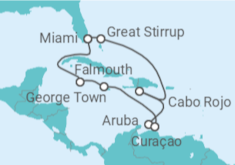 Itinerário do Cruzeiro Aruba, Curaçao, Jamaica, Ilhas Caimão - NCL Norwegian Cruise Line