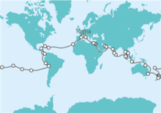 Itinerário do Cruzeiro Volta ao mundo 2028 - MSC Cruzeiros