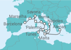 Itinerário do Cruzeiro De Atenas a Barcelona - Costa Cruzeiros