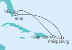 Itinerário do Cruzeiro Sint Maarten, Ilhas Virgens Britânicas, Porto Rico - Virgin Voyages